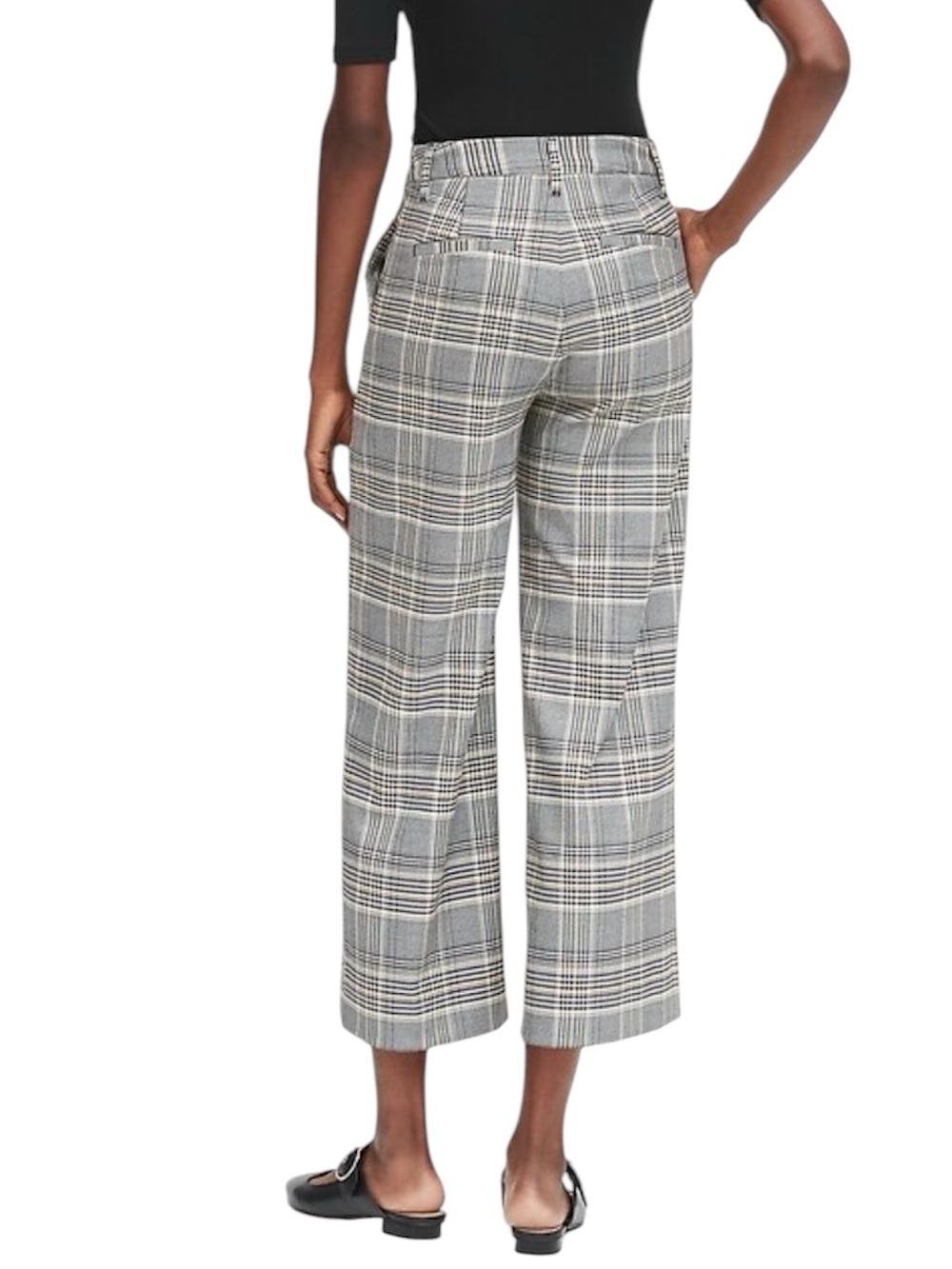 Banana Republic Wide Leg High Rise Plaid Cropped Pants